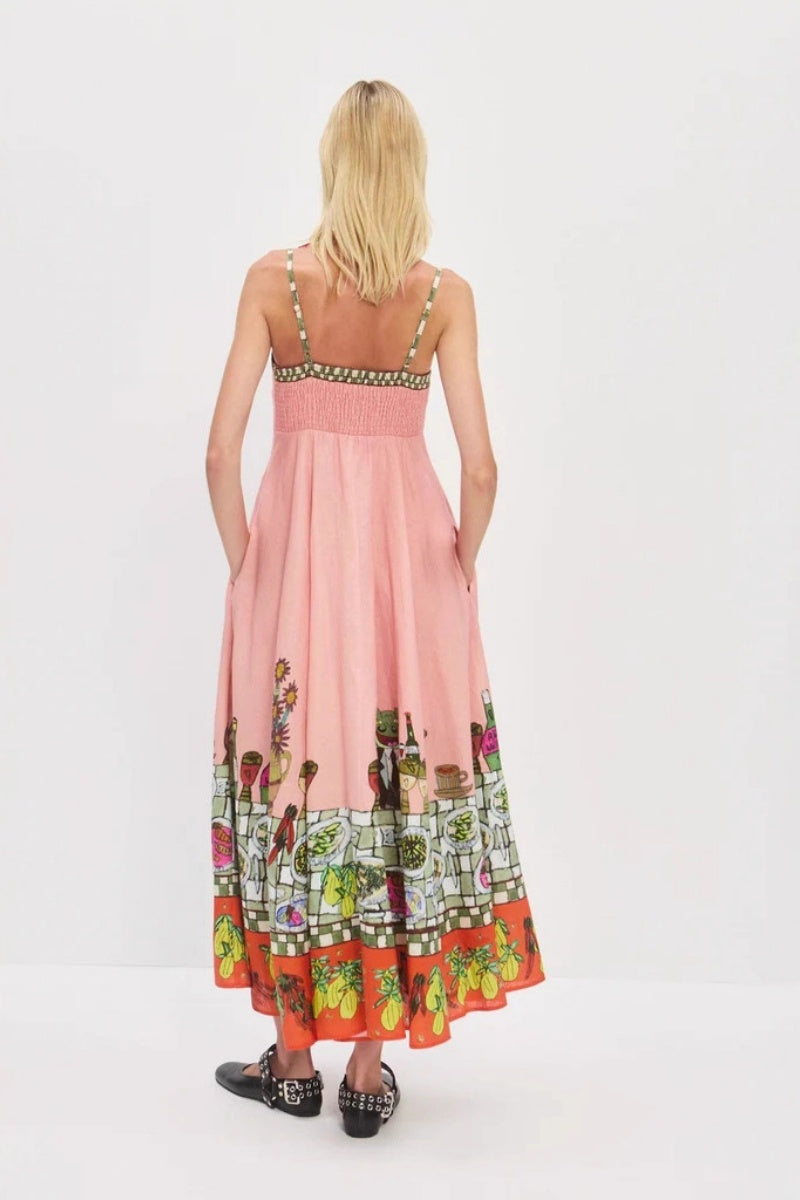 Modern Sexy Linen Print Dress