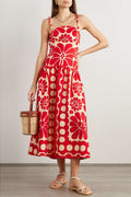 Elisabeth Flower Spaghetti Maxi-Length Dress In Red