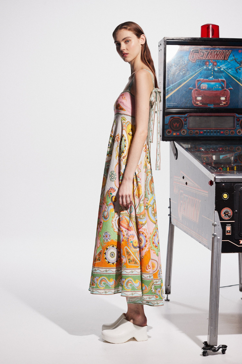 Estelle Spaghetti Paisley Maxi-Length Dress