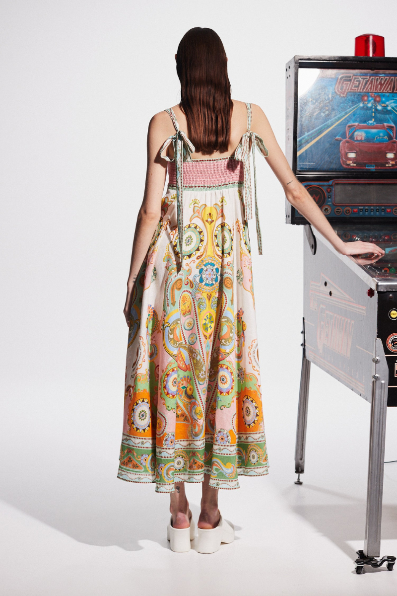 Estelle Spaghetti Paisley Maxi-Length Dress
