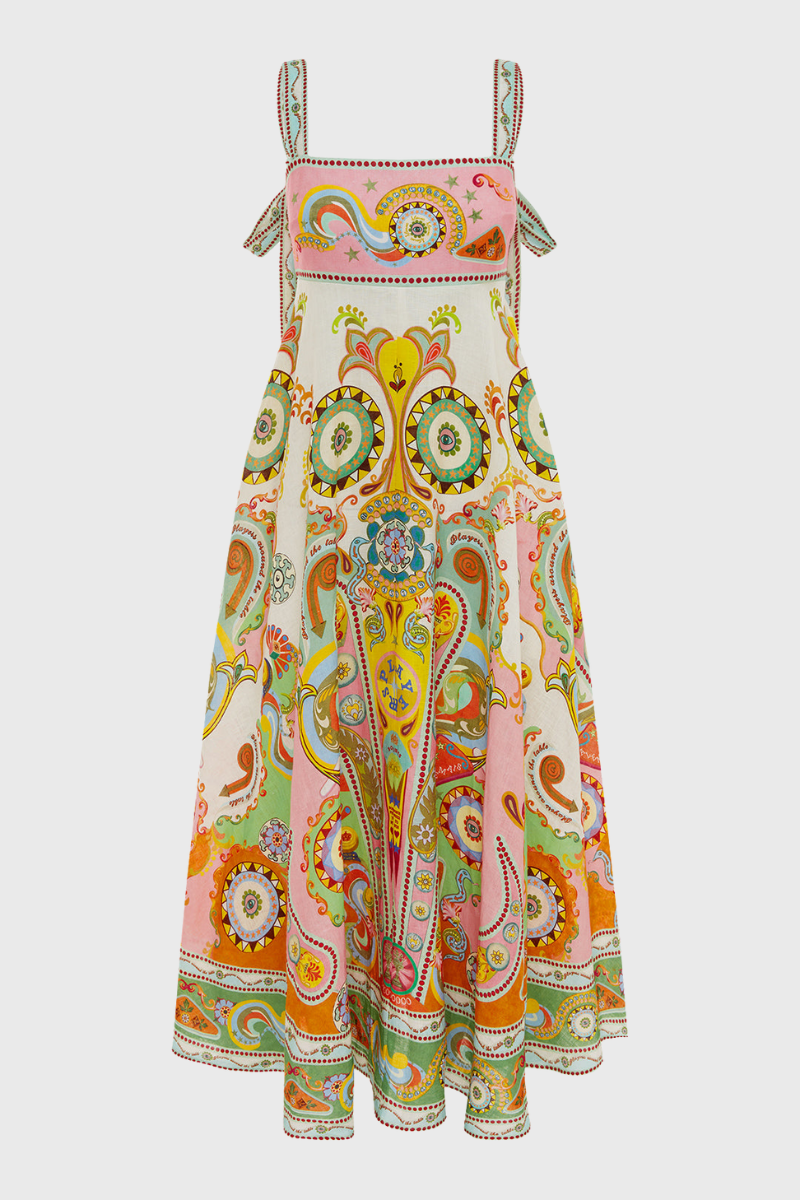 Estelle Spaghetti Paisley Maxi-Length Dress