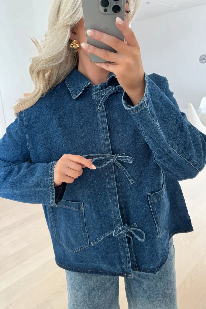 Modern Tie Dark Blue Denim Jacket