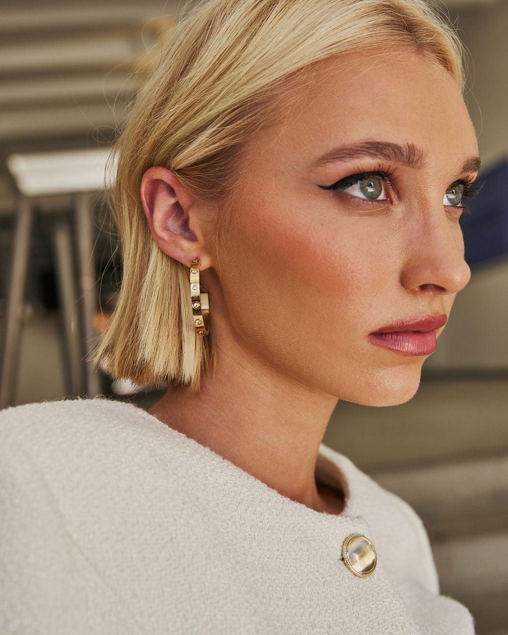 Endless Love Crystal-Detail Studded Hoops