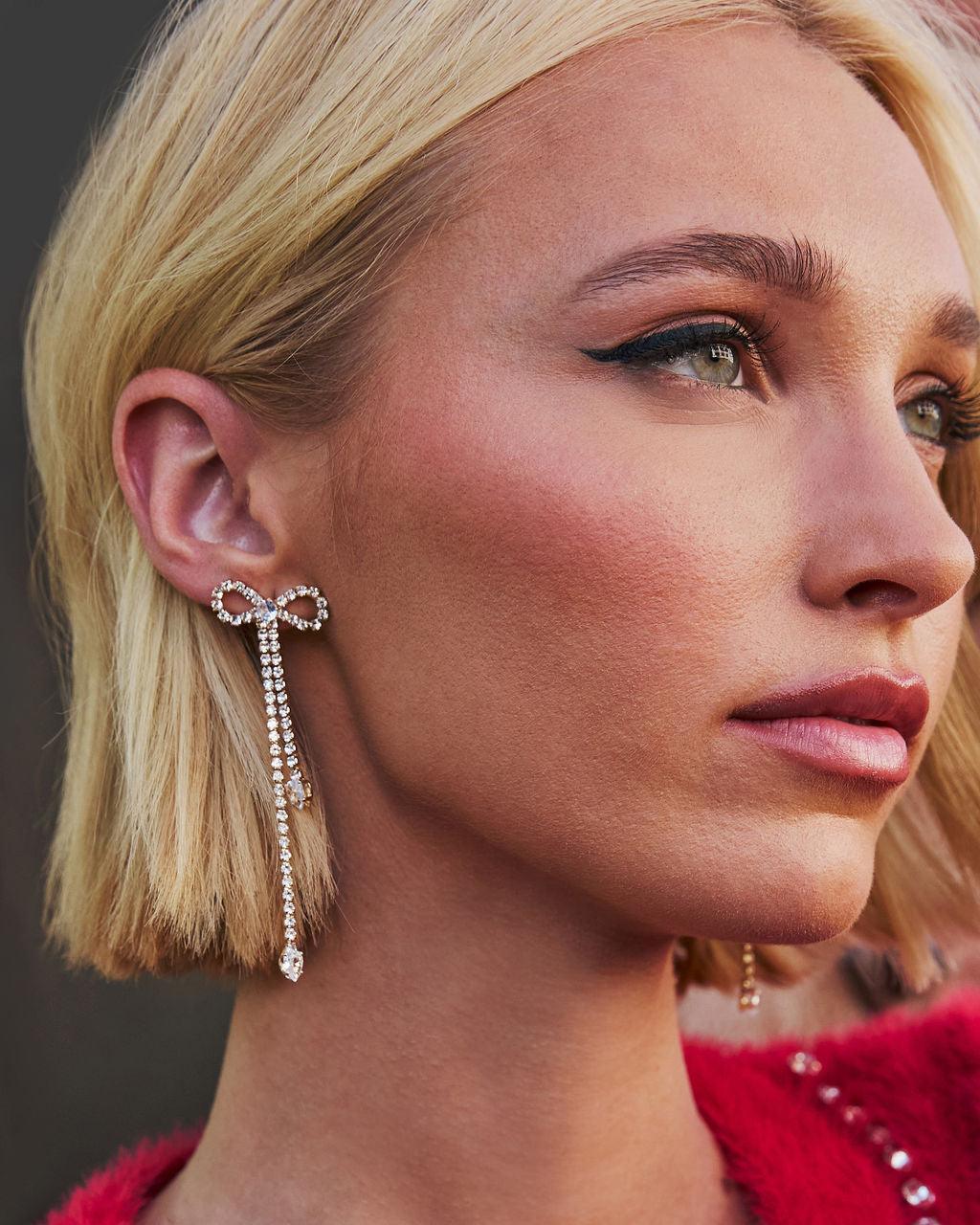 Final Touch Crystal-Detail Bow Earrings