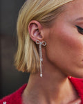 Final Touch Crystal-Detail Bow Earrings