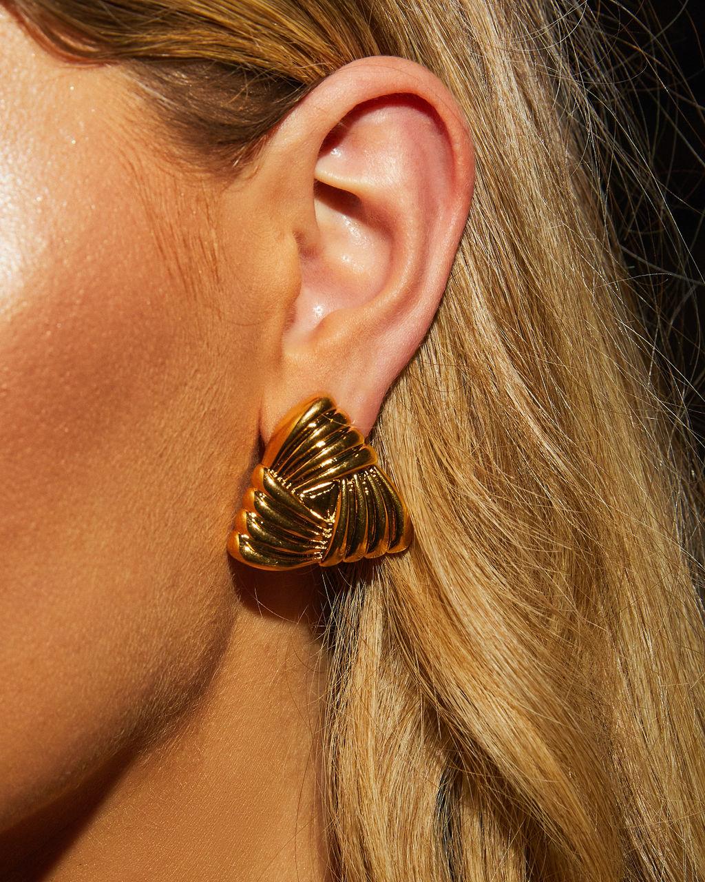 Statement Glam Time Triangle Stud Earrings
