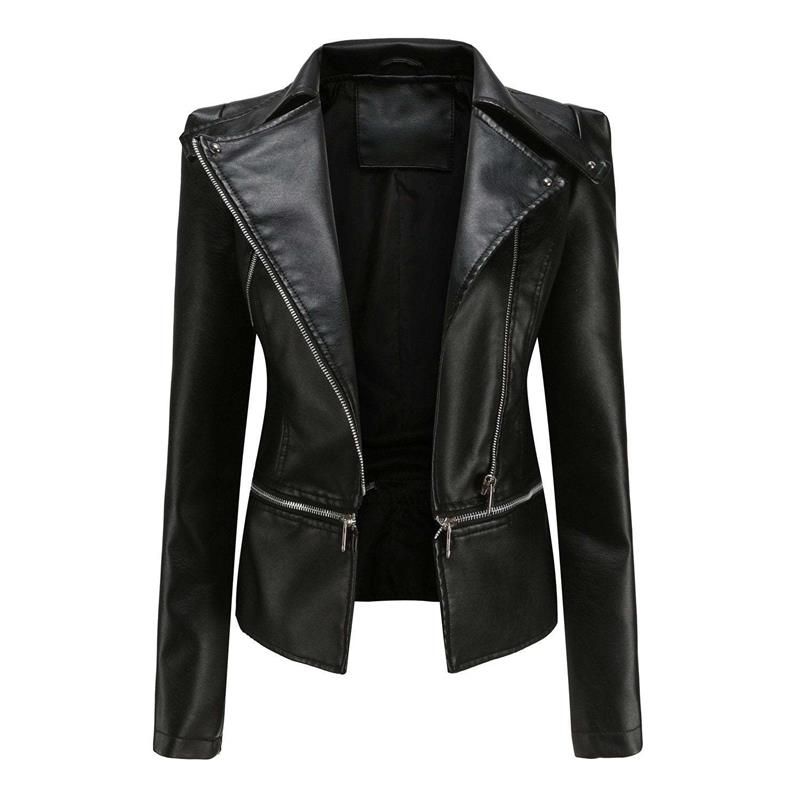Leather Jacket in a Gothic Style with Lapels and Zipper