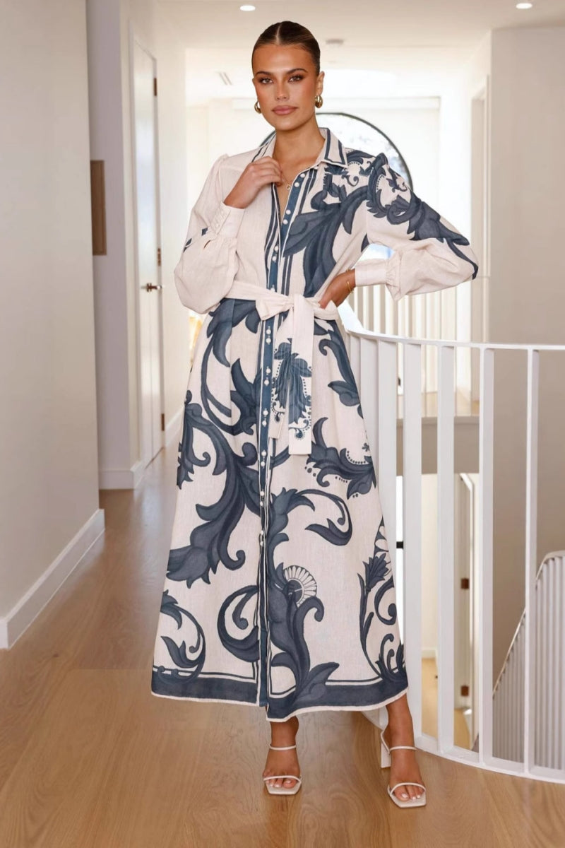 Summer Belted Midi-Length Dress