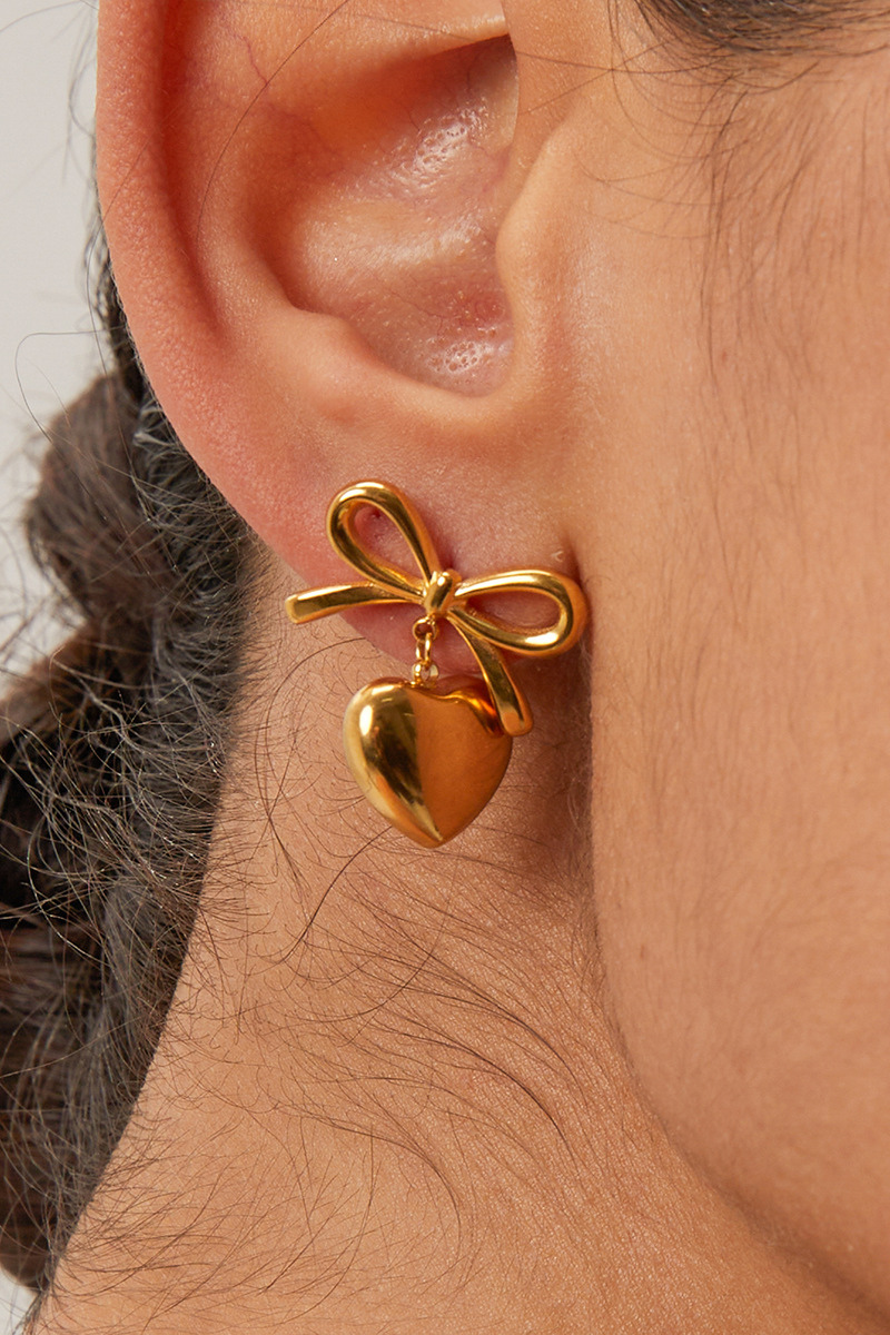 Statement Florine Bow Heart Earrings