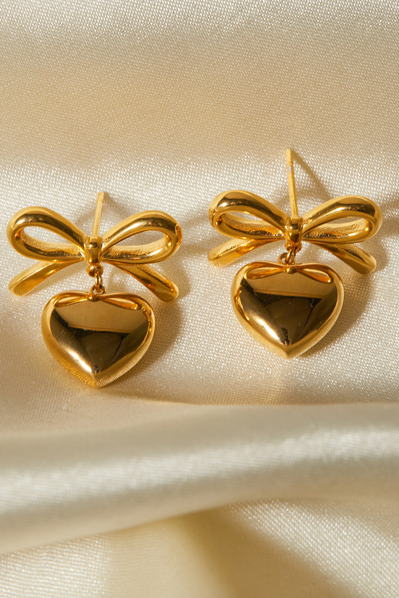 Statement Florine Bow Heart Earrings