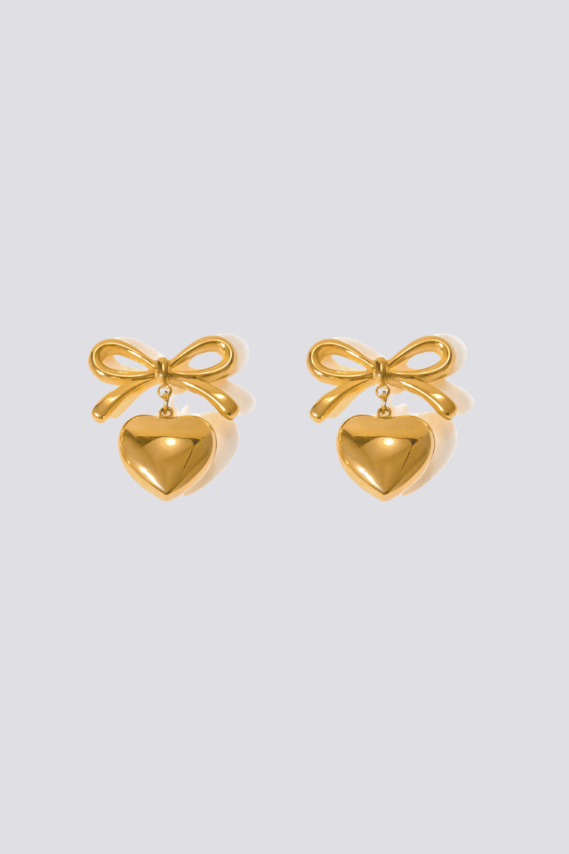 Statement Florine Bow Heart Earrings