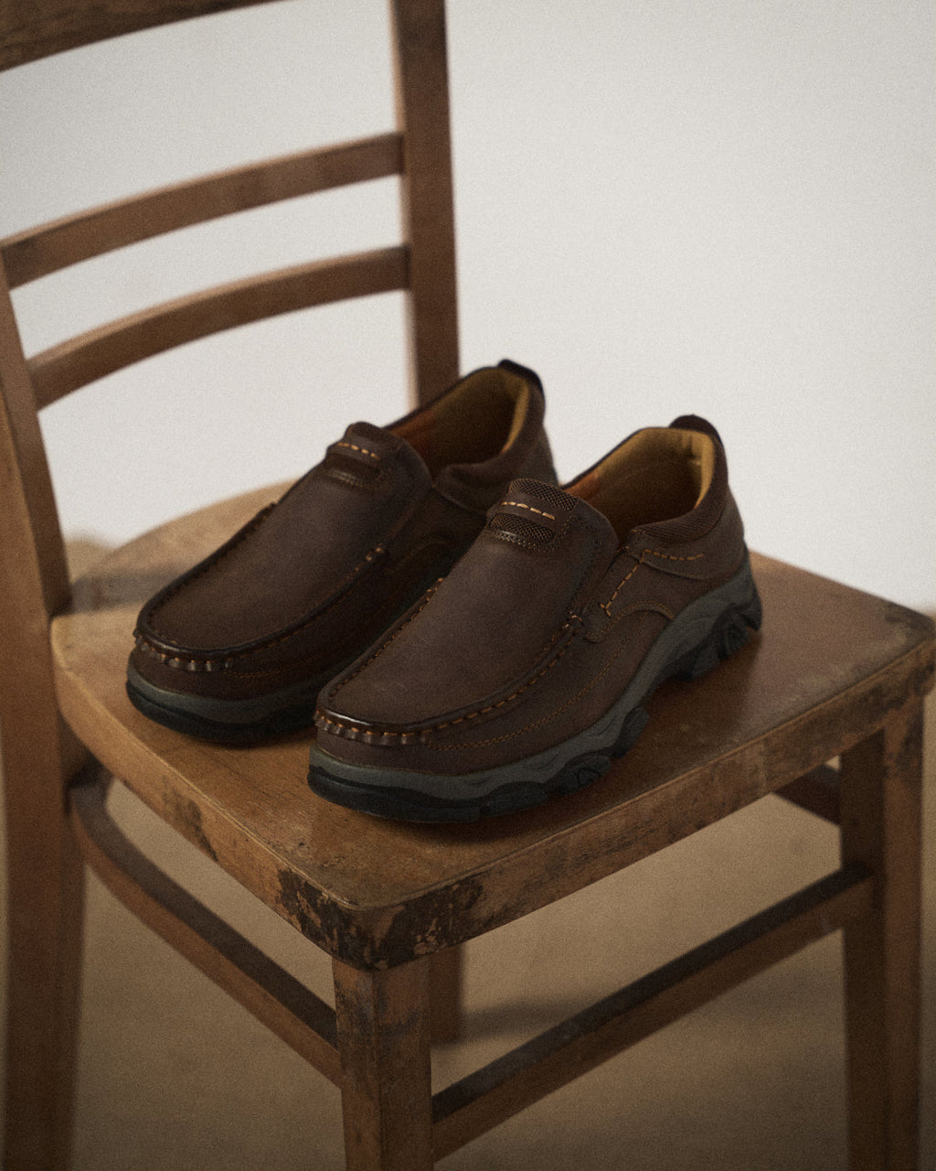 Cowhide Leather Loafers with Cushioned Insole