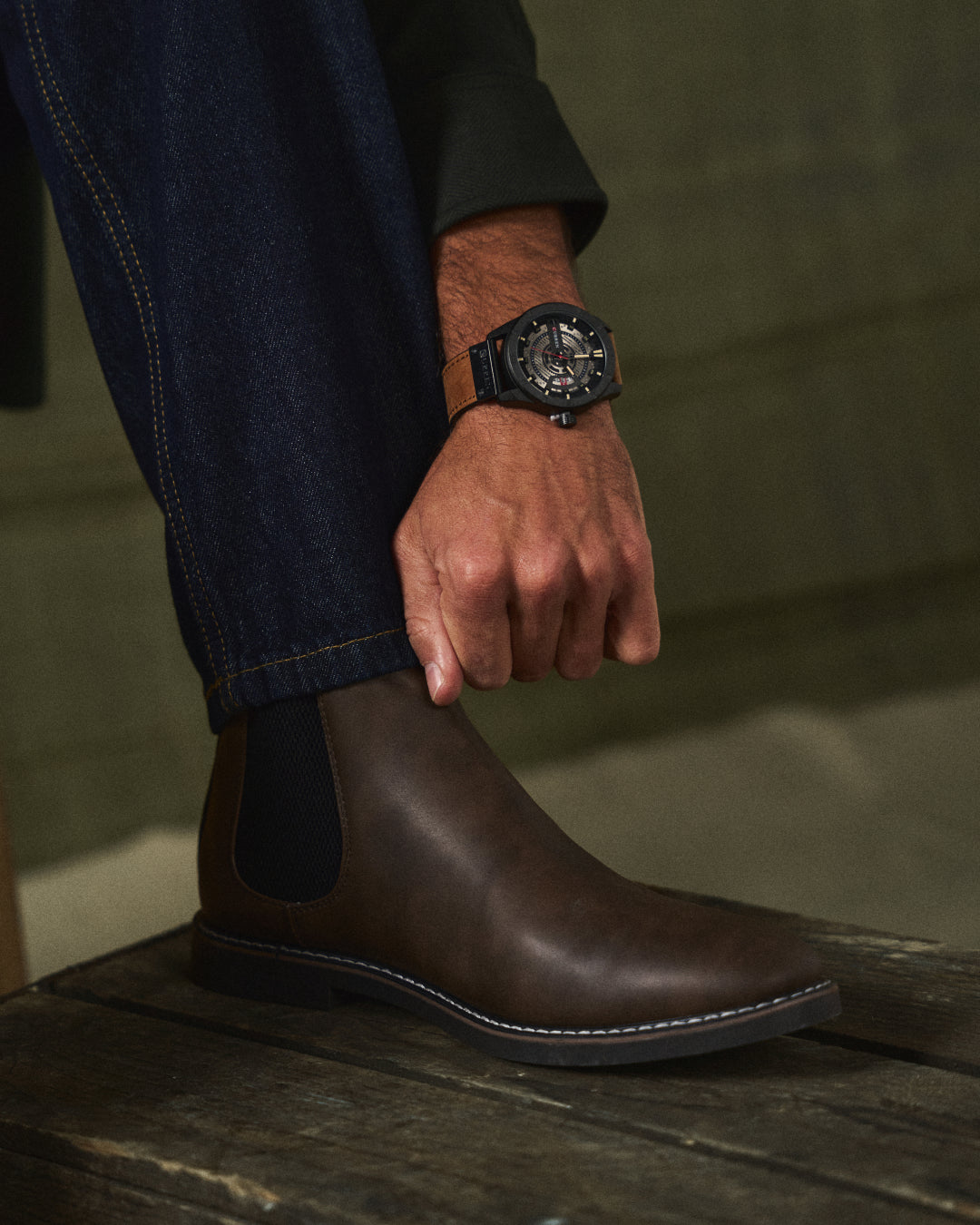 Leather Chelsea Boots with Shock-Absorbing Sole