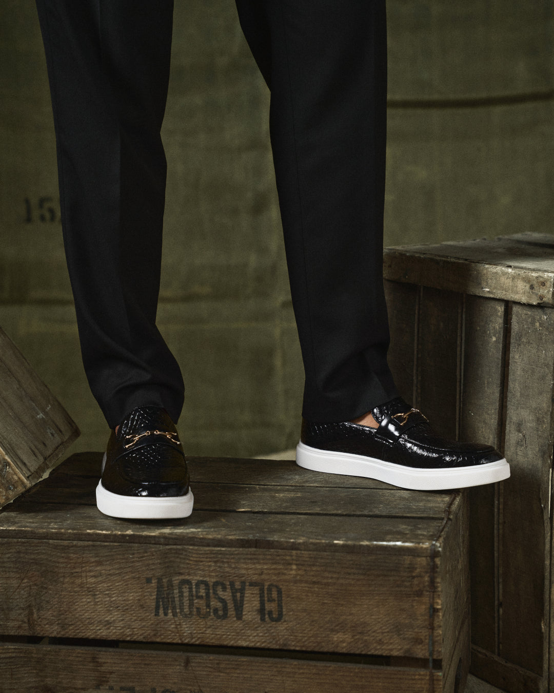 Leather Loafers with Embossed Texture