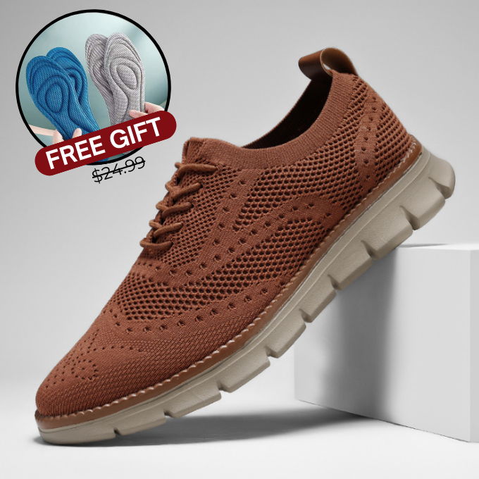 Knit Brogue Shoes with Memory Foam Insole