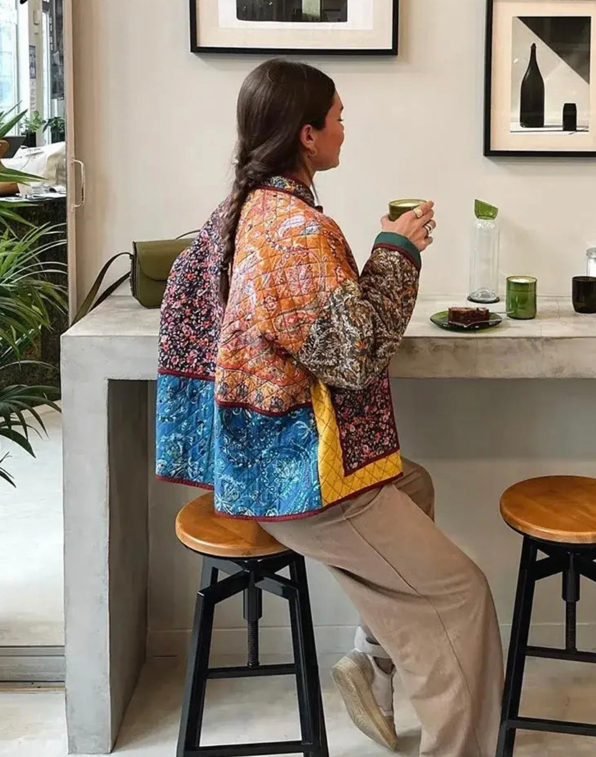 Quilted Jacket with Ethnic Print