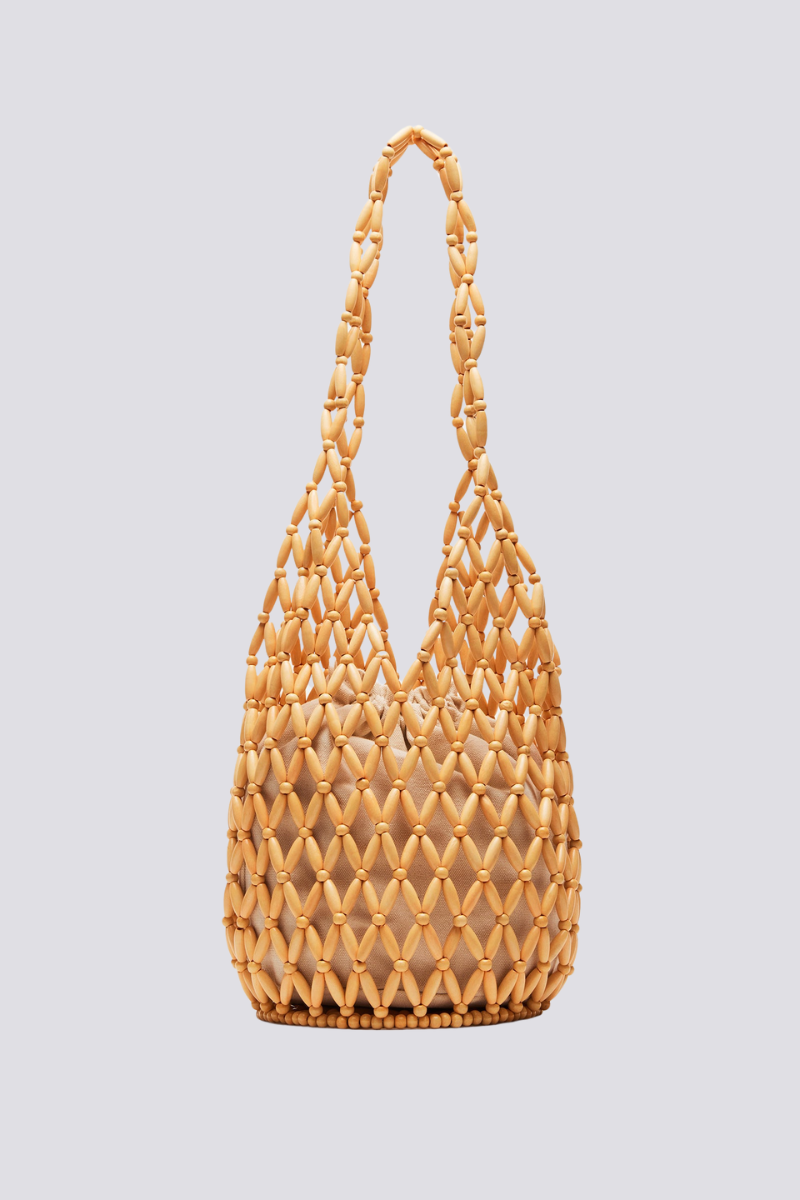 Modern Georgina Hollow Out Wooden Beads Shoulder Bag