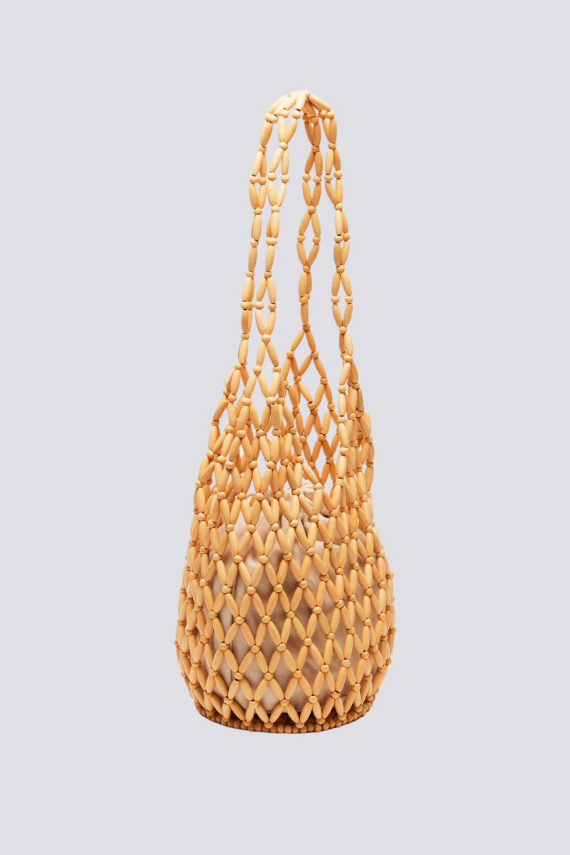 Modern Georgina Hollow Out Wooden Beads Shoulder Bag