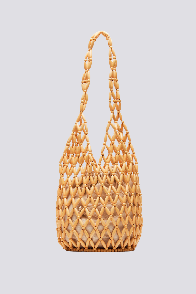 Modern Georgina Hollow Out Wooden Beads Shoulder Bag