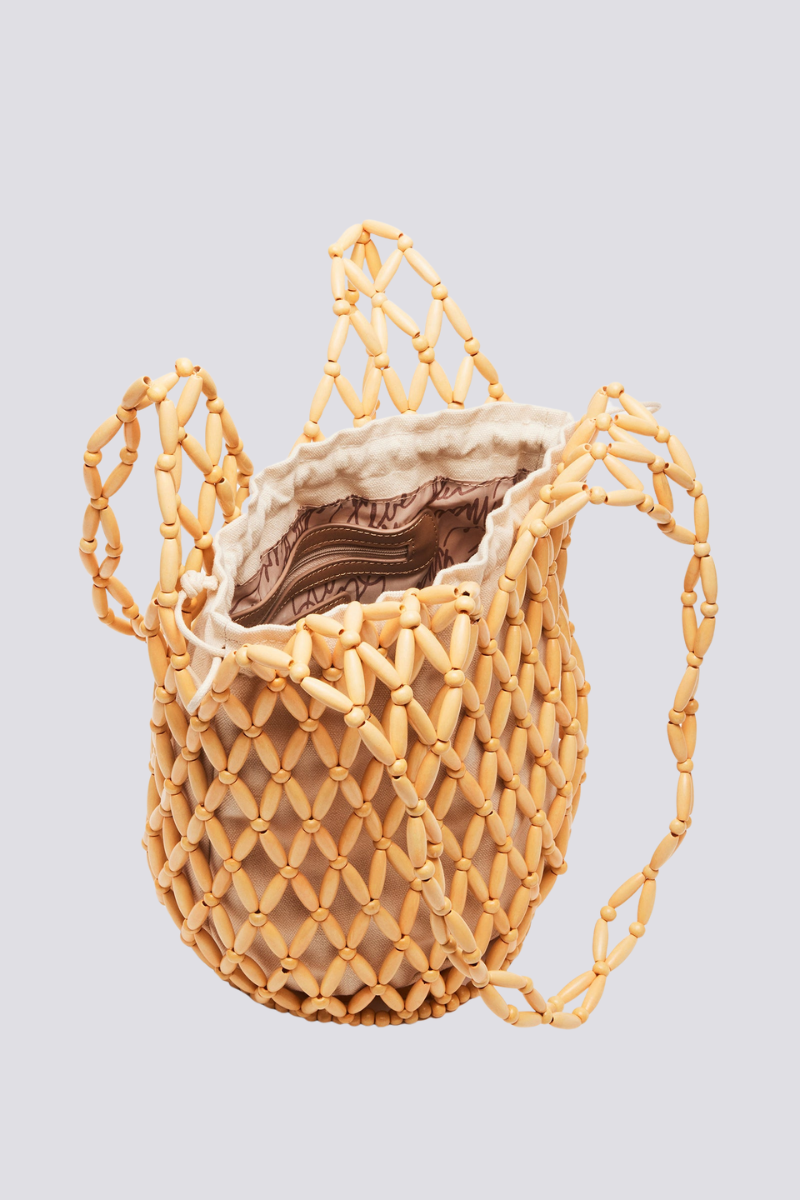 Modern Georgina Hollow Out Wooden Beads Shoulder Bag