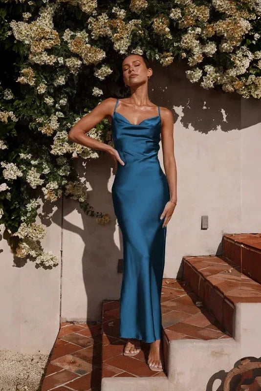Willow Maxi-Length Dress - Navy Blue