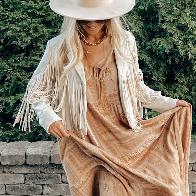 Trendy Leather Jacket with Fringe