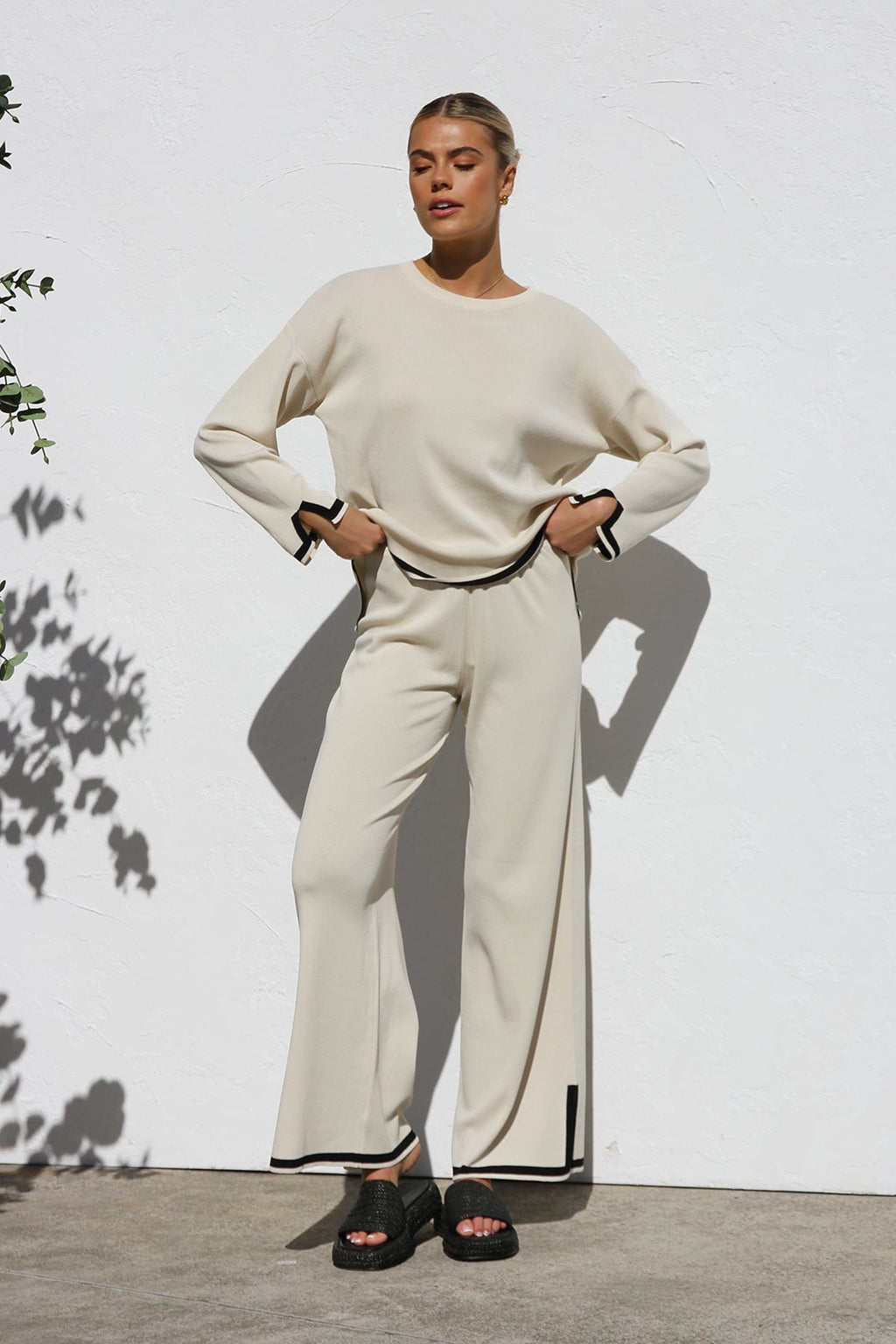 Coordinated Yvonne Knit Set Cream
