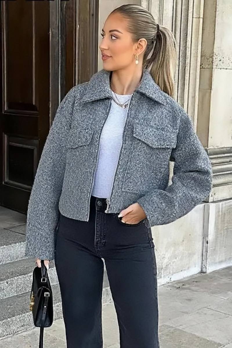 Modern Cropped Jacket - Gray
