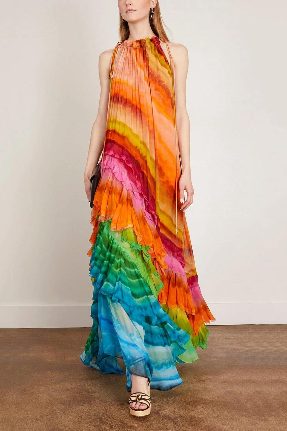 Iris Ruffled Gown in Multi