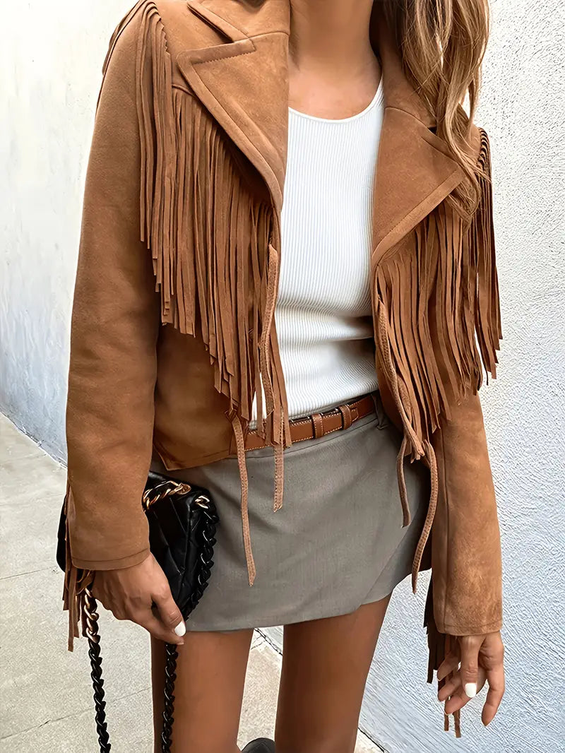 Suede Jacket with Fringe