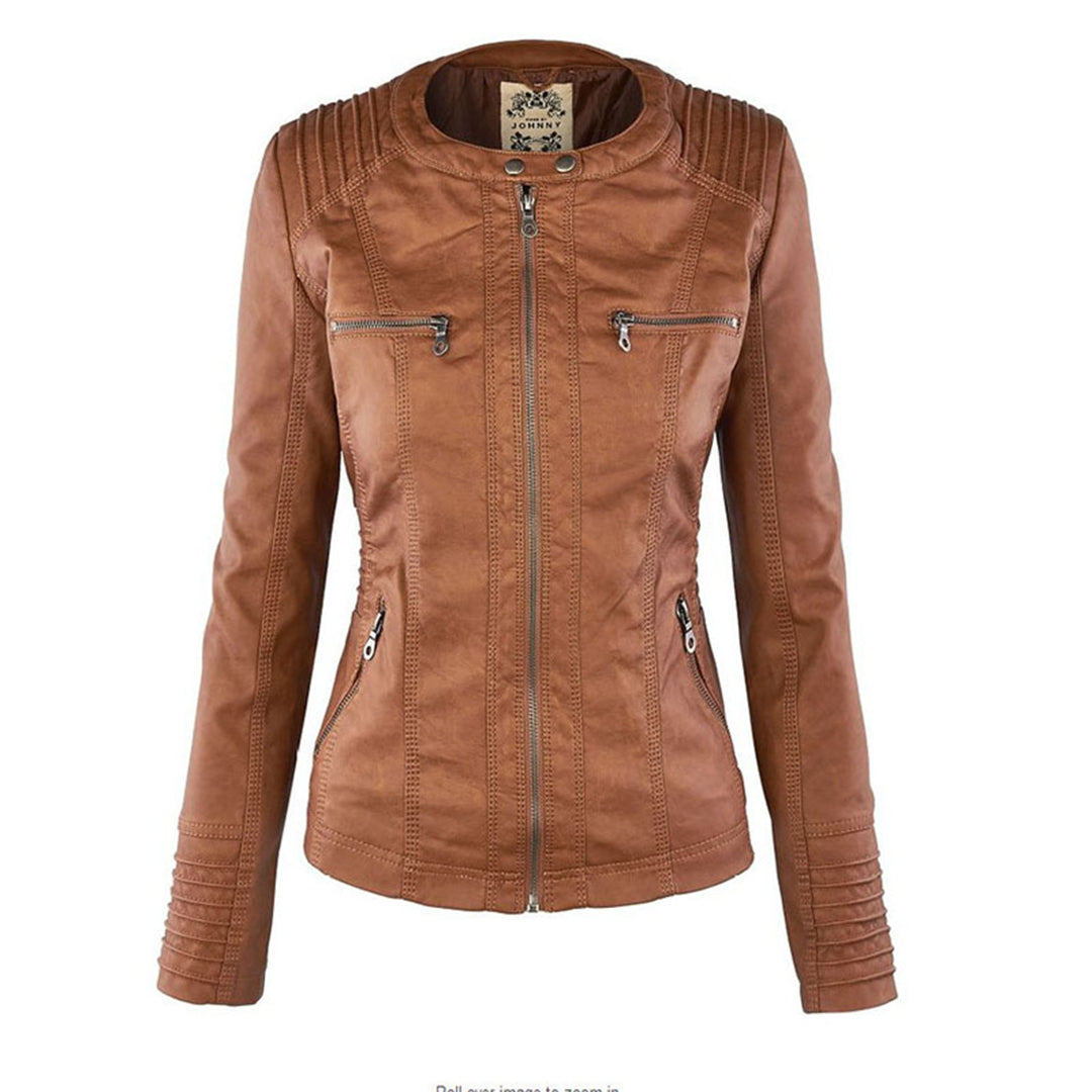 Weatherproof Leather Jacket with Hood