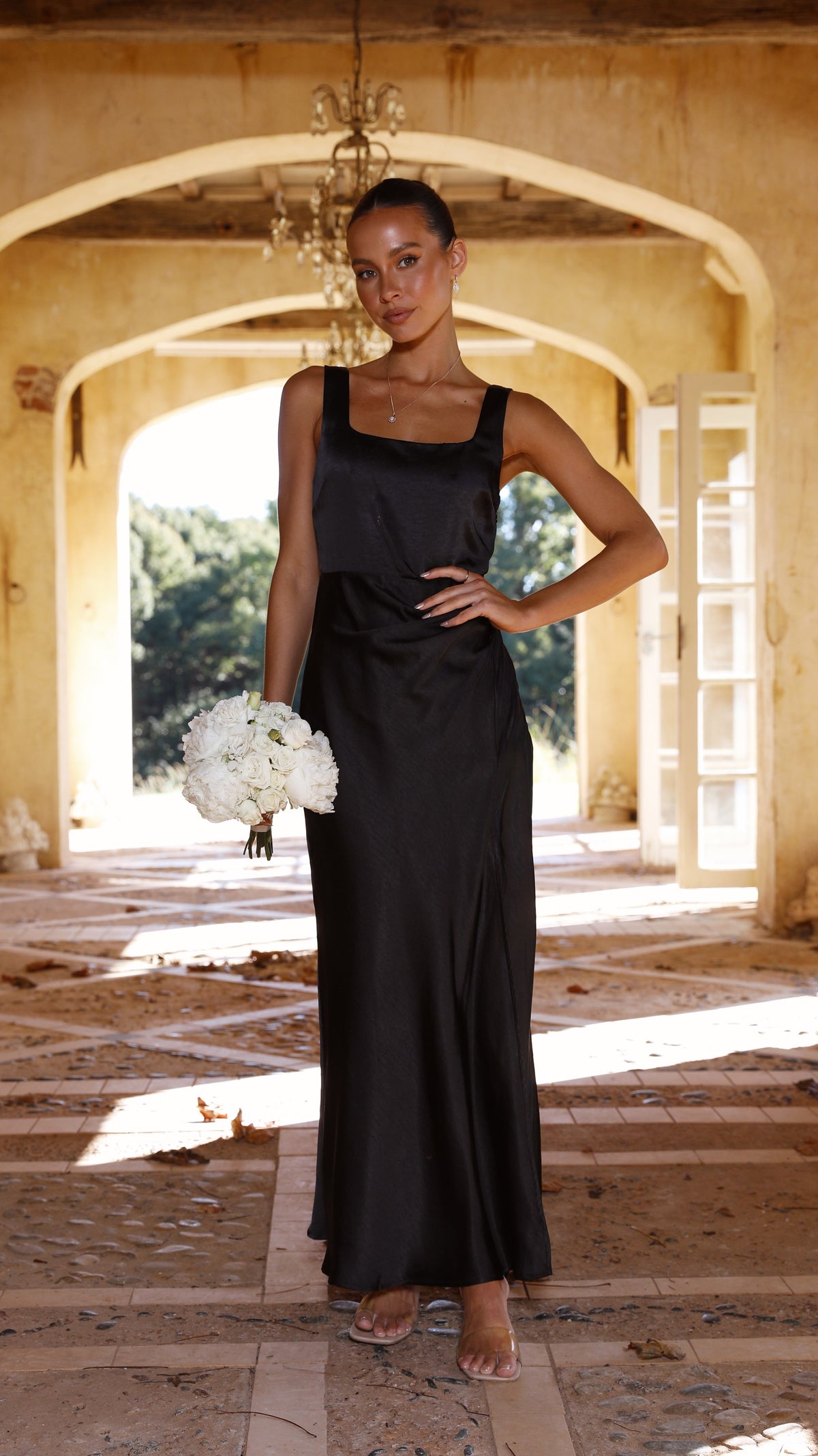 Alaria Maxi-Length Dress - Black