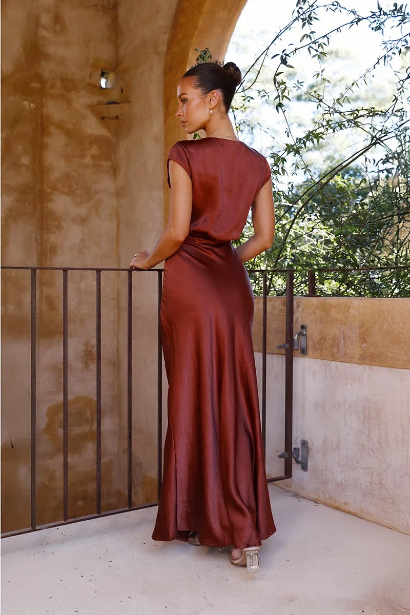 Selma Maxi-Length Dress - Rust