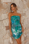 Miya Mini-Length Dress - Green Print