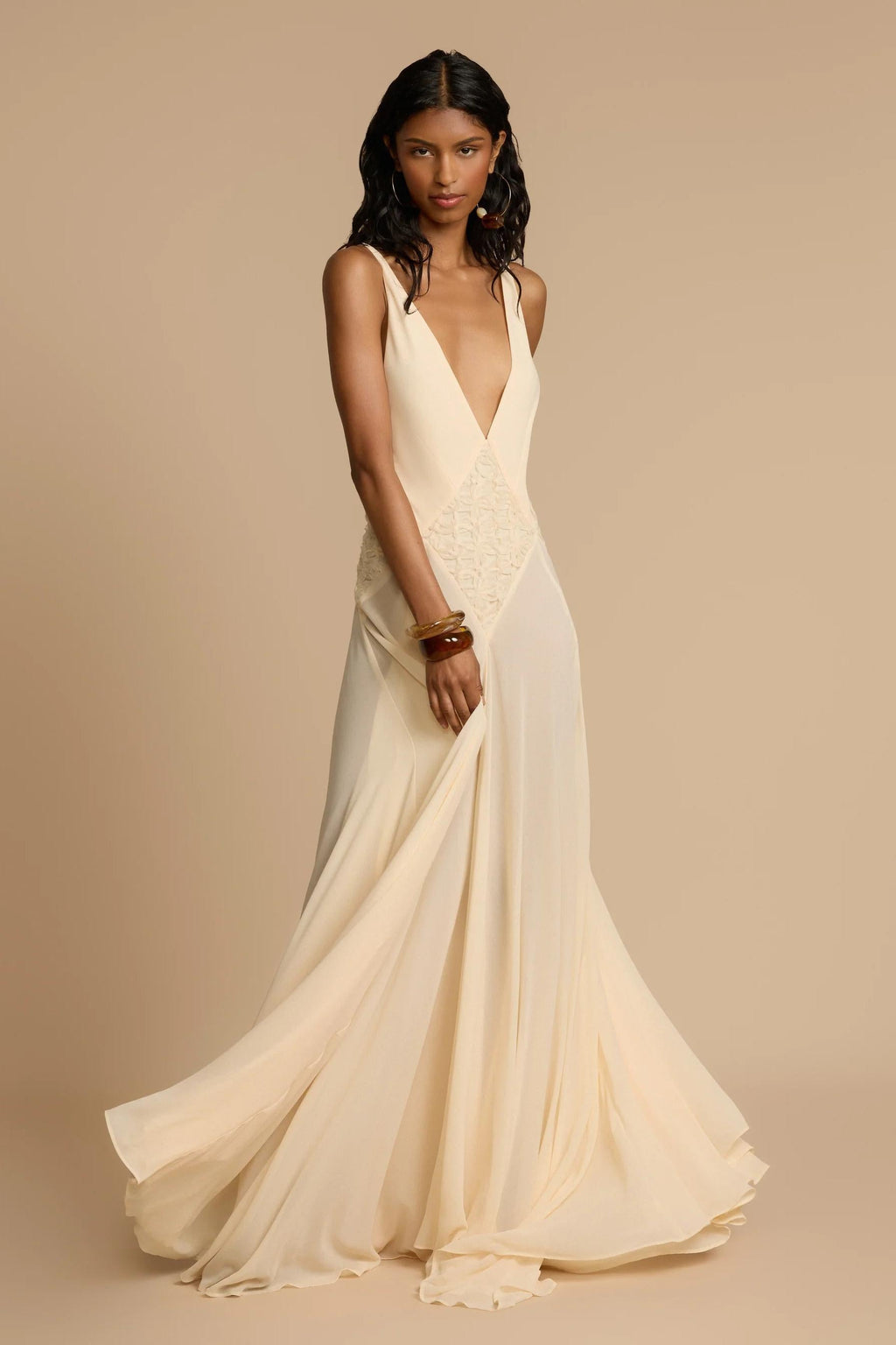 Lavinia Plunging V Maxi-Length Dress