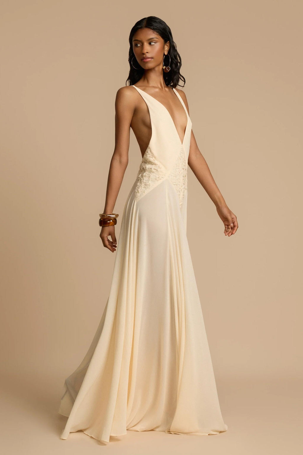 Lavinia Plunging V Maxi-Length Dress
