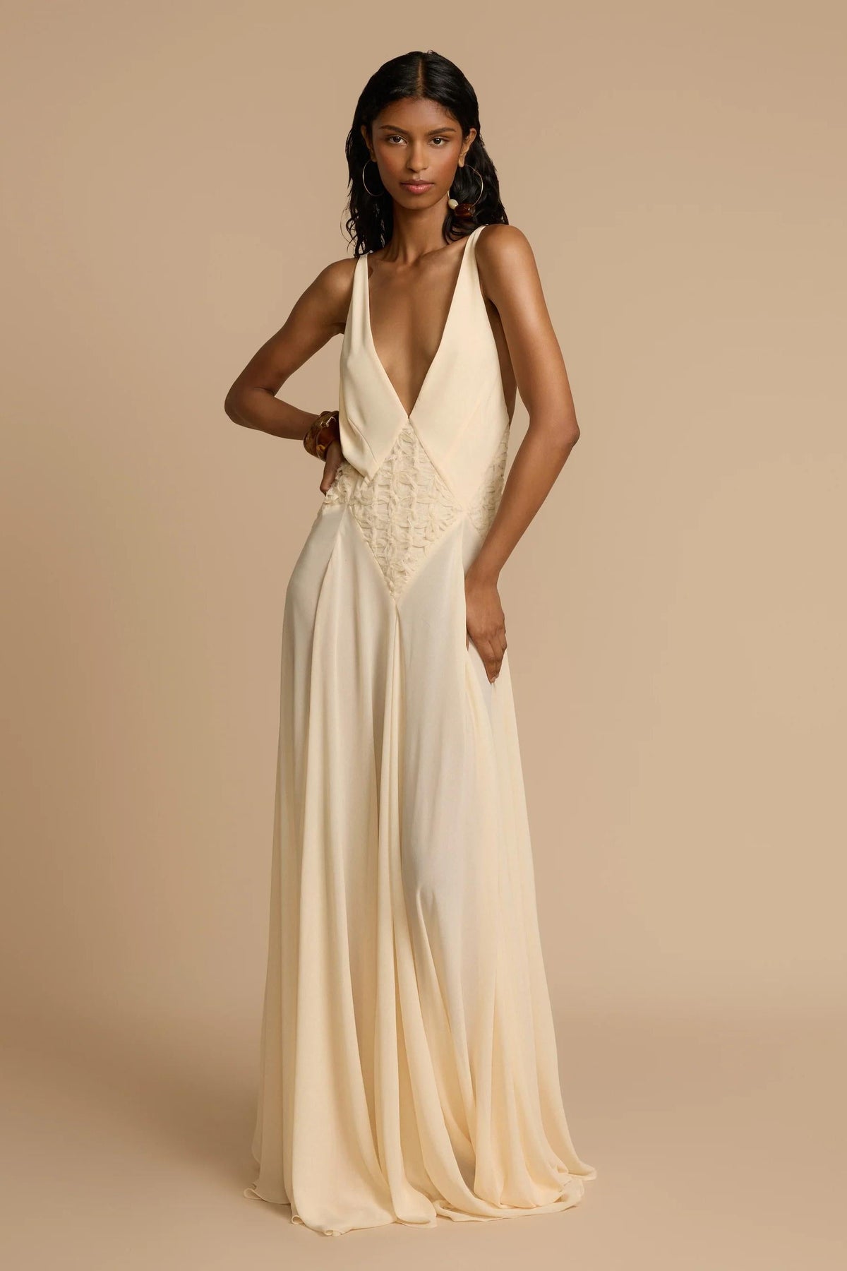 Lavinia Plunging V Maxi-Length Dress