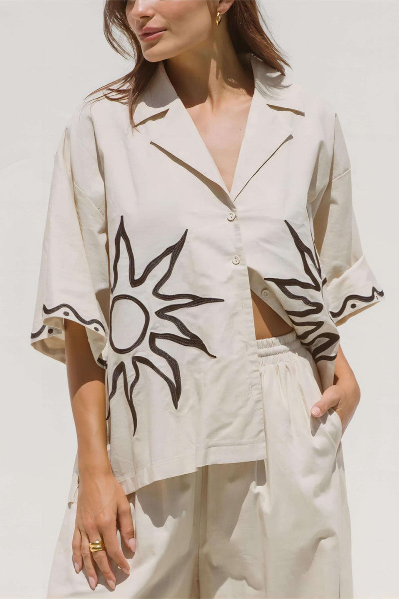 Sunshine Loose Patterned Wide-Leg Trousers-Set