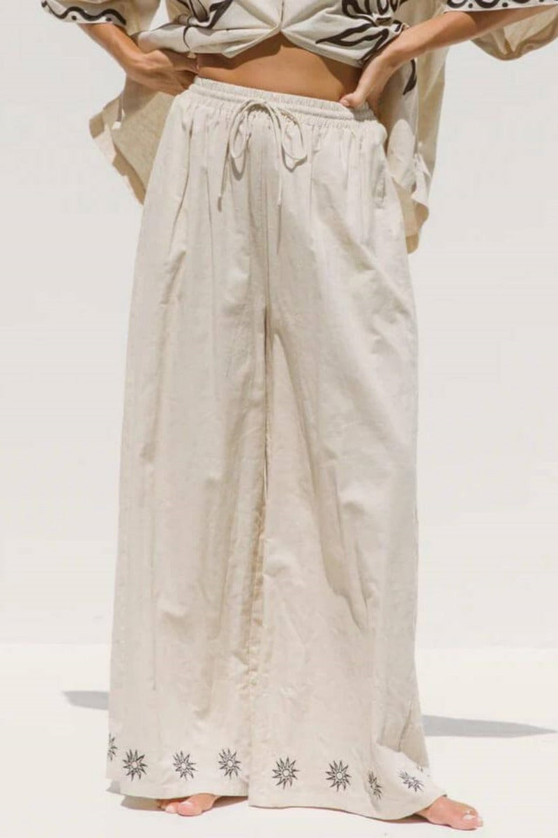 Sunshine Loose Patterned Wide-Leg Trousers-Set