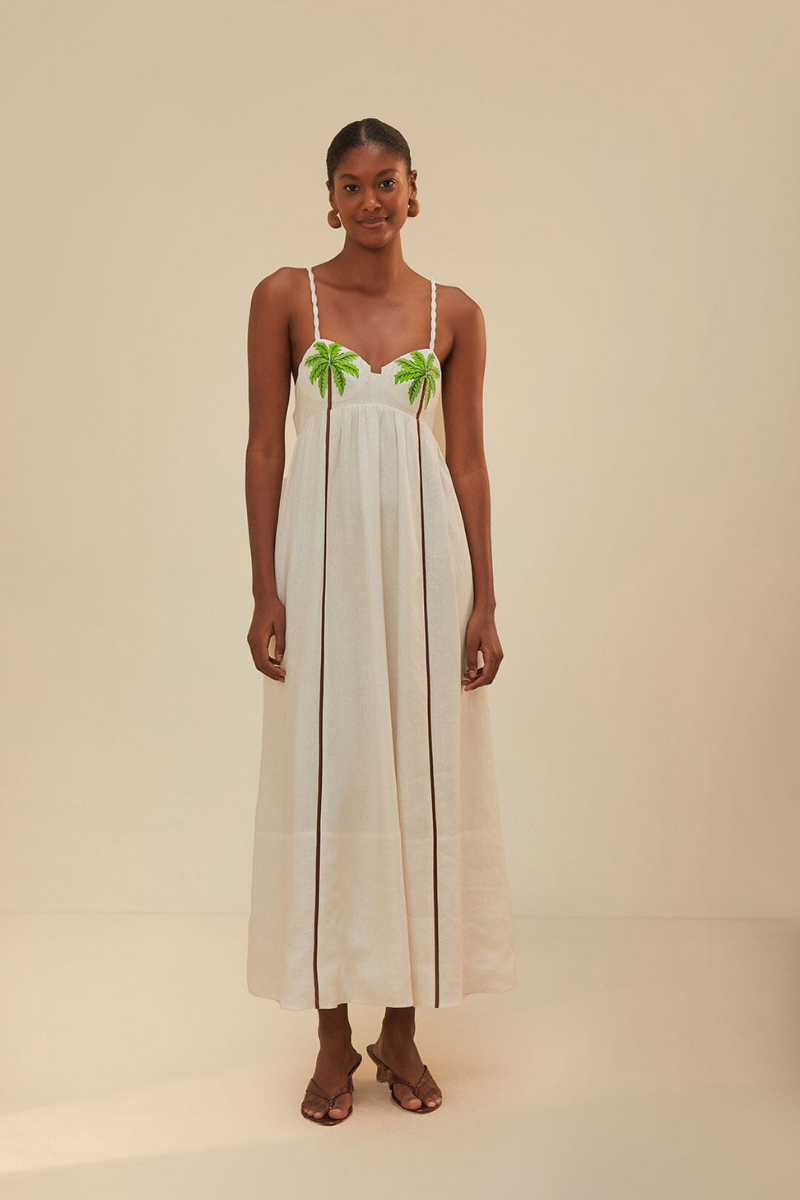 Laura Spaghetti Coconut Tree Maxi-Length Dress