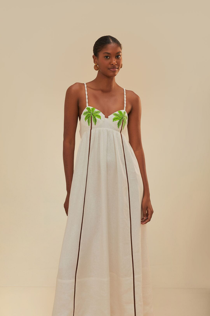 Laura Spaghetti Coconut Tree Maxi-Length Dress