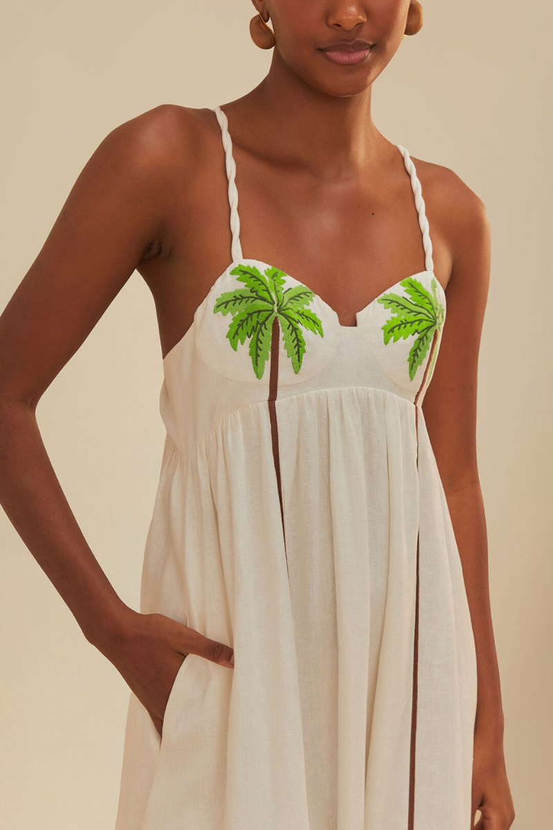 Laura Spaghetti Coconut Tree Maxi-Length Dress