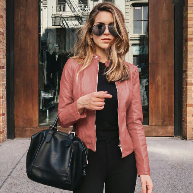 Fitted Biker Jacket with Zipper