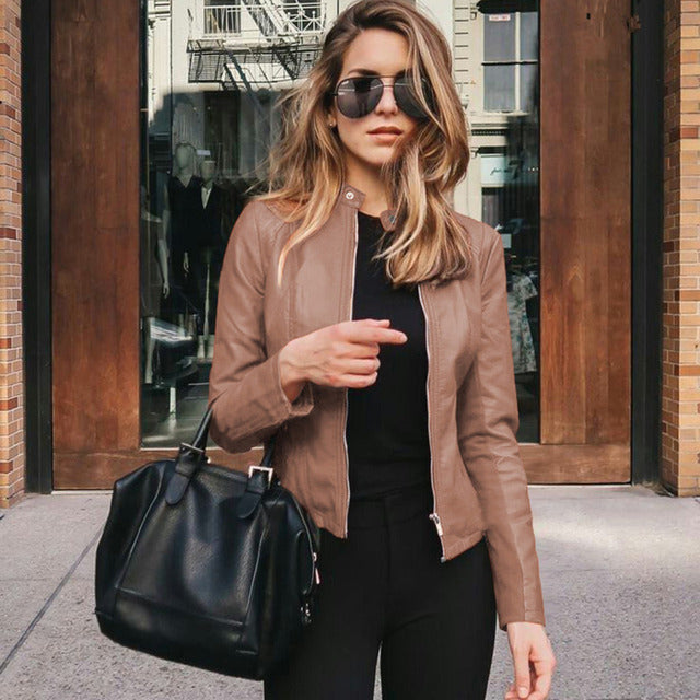 Fitted Biker Jacket with Zipper