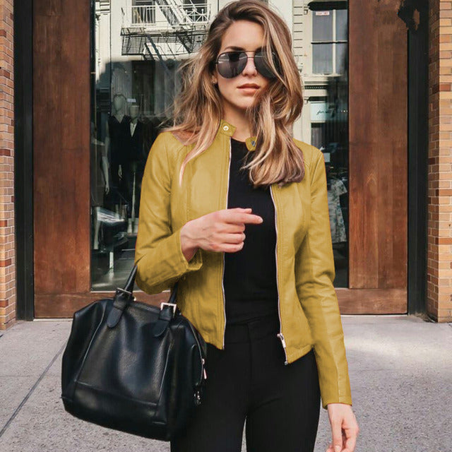 Fitted Biker Jacket with Zipper