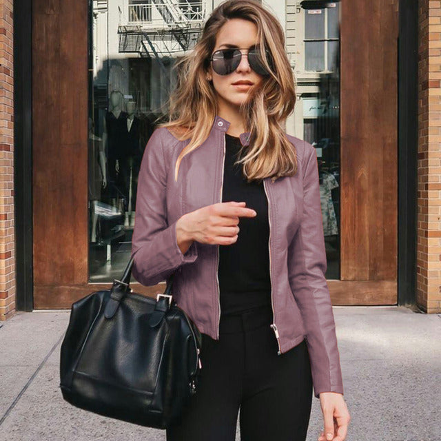 Fitted Biker Jacket with Zipper