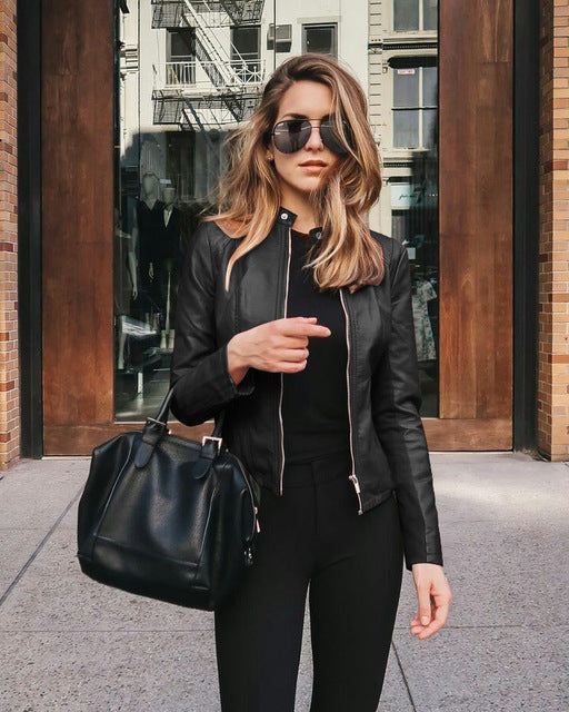 Fitted Biker Jacket with Zipper