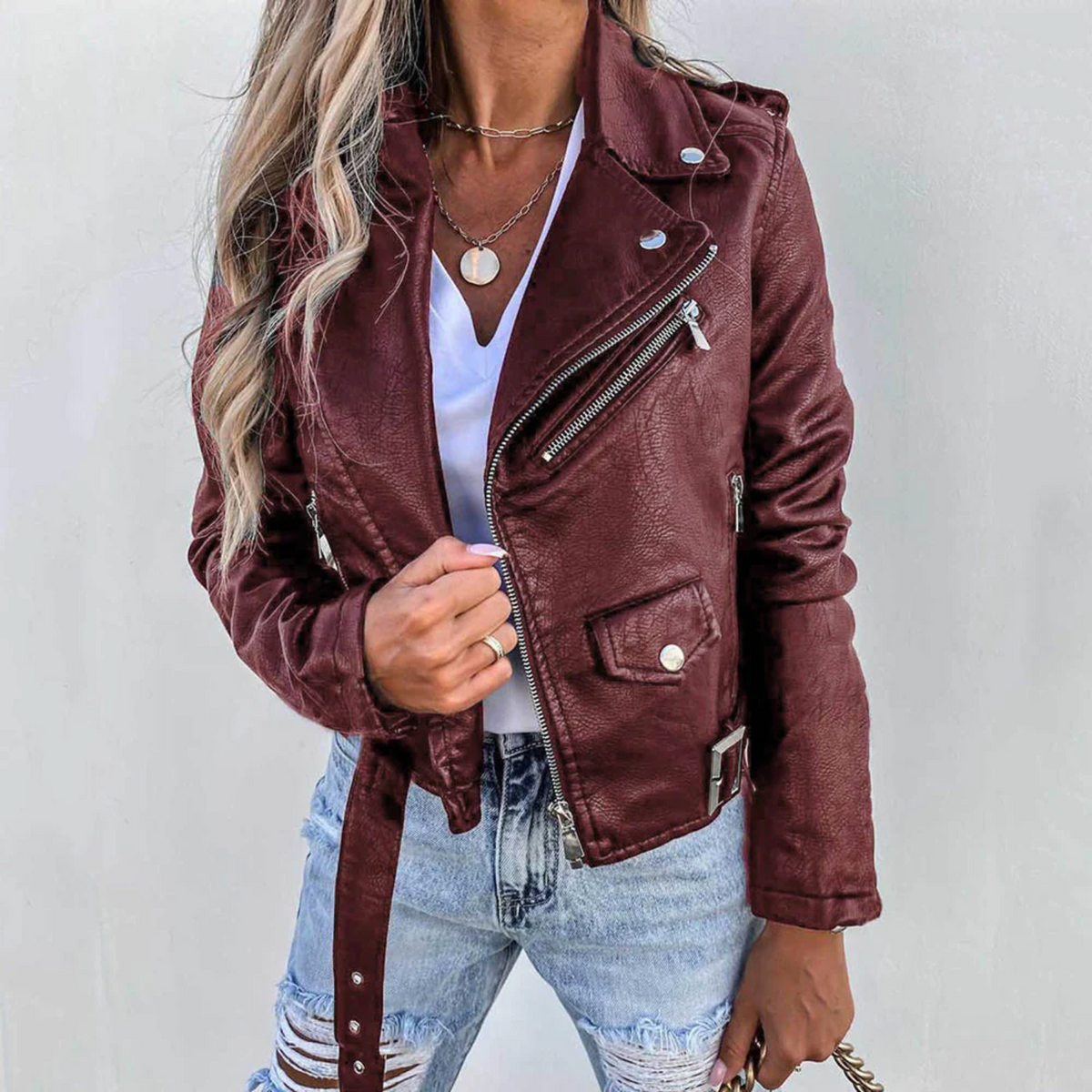 Fitted Leather Jacket for Casual Looks