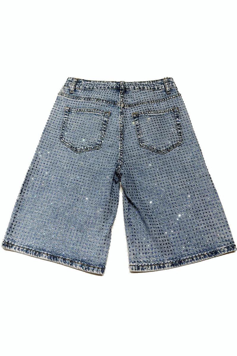 Modern Light Blue Denim Sparkling Shorts