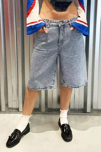 Modern Light Blue Denim Sparkling Shorts